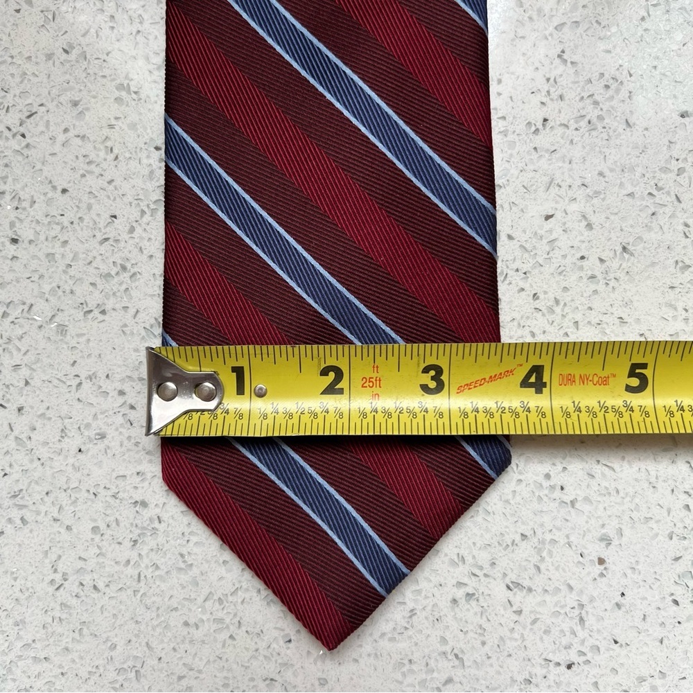 Brooks Brothers 100% Silk Burgundy and Navy Blue Striped Tie - Picture 9 of 10